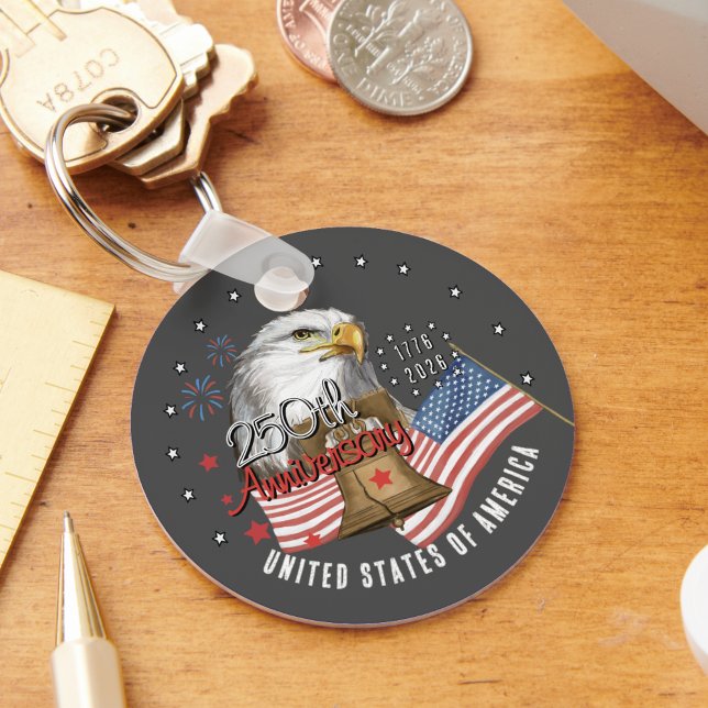 US 250-årsjubileum Patriotisk Örn Nyckelring (USA 250th Anniversary Patriotic Eagle Keychain)