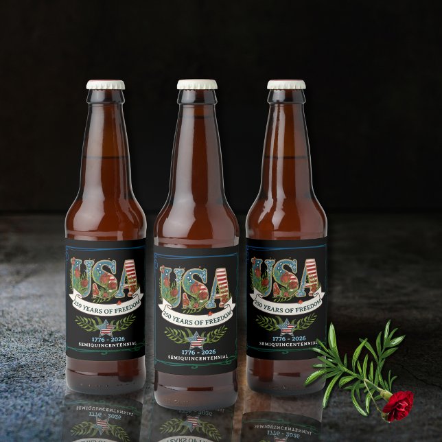 US 250 Aurora Svart Ölbottletikett Ölflaska Etikett (US 250 Aurora Black Beer Bottle Label)