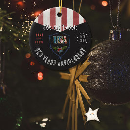 US 250 Home of the Brave Eagle Julgransprydnad Keramik