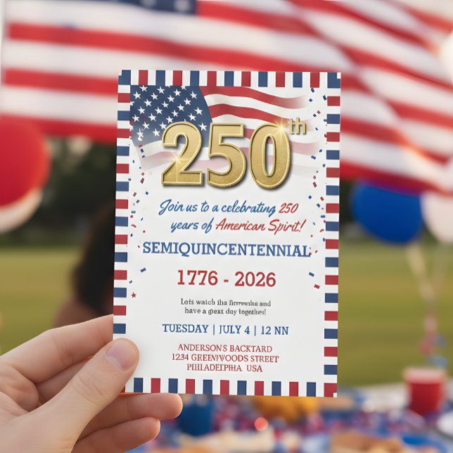 US 250 Years Anniversary Party Invitation Inbjudningar (Skapare uppladdad)