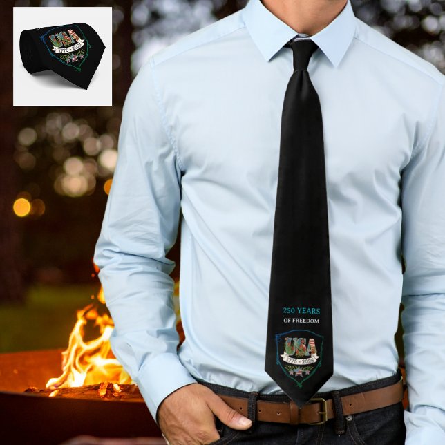 US 250 Years Freedom Elegant Patriotic Black Guest Slips (US 250 Years Freedom Elegant Patriotic Black Guest Neck Tie)