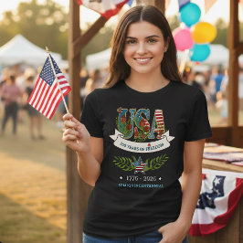 US 250 Years of Freedom Botanical Patriotic T Shirt