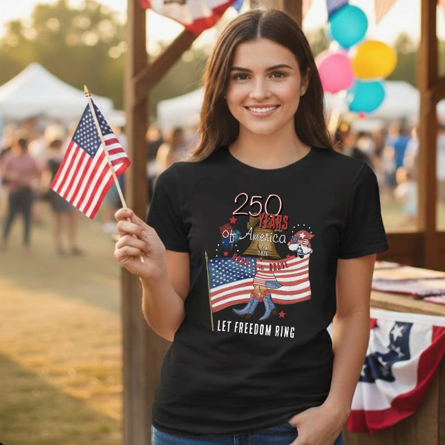 US 250th Anniversary  Patriotic Gnome Cowboy Boots T Shirt (US 250th Anniversary Patriotic Gnome Cowboy Boots Tri-Blend Shirt)