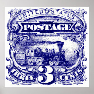 US 3 cent rörligt portofrimärke av 1869 Poster