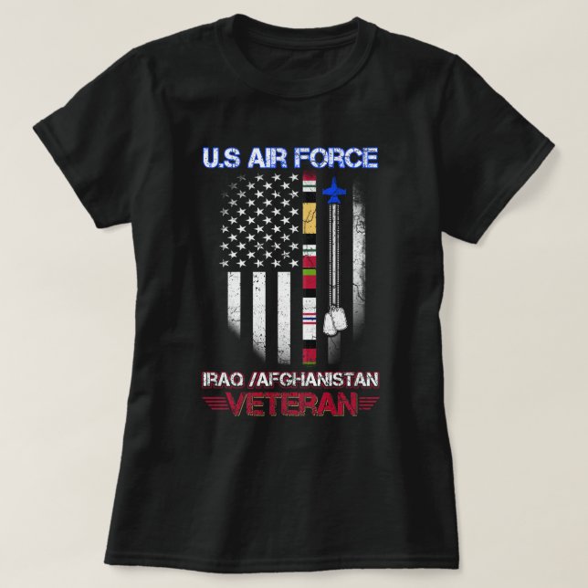 US Air Force Iraq Afghanistan USAF Veteran, USA Fl T Shirt (Design framsida)