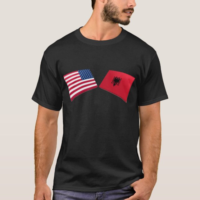 Us- & Albanien flaggor T-shirt (Framsida)