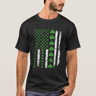 US America Flag Shamrock Clover St Patricks Day Pa T Shirt