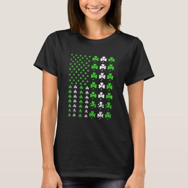 US America Flag Shamrock Clover St Patricks Day Pa T Shirt (Framsida)