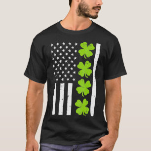 US America Flagga Shamrock Klöver St patricks day T Shirt