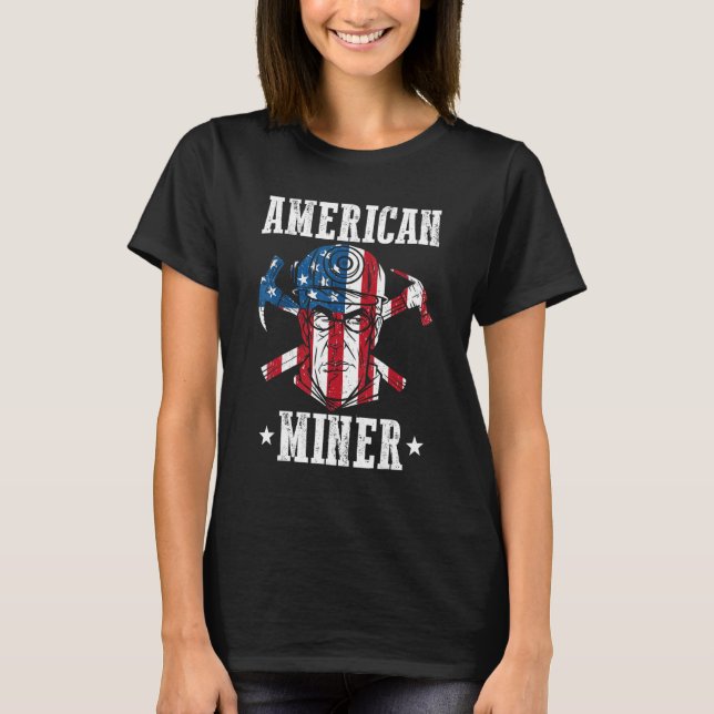 US America Flagga Underground Mining American Mine T Shirt (Framsida)