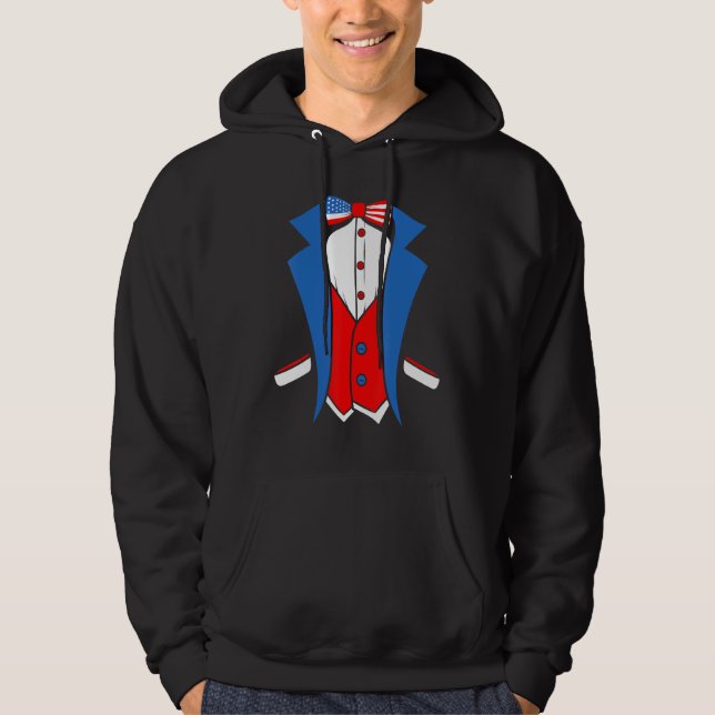 US American Flag and Patriotic tuxedo costume Hoodie (Framsida)