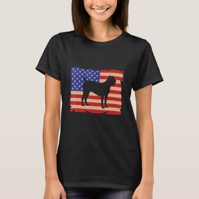US American Flag Cane Corso Dog Italian Mastiff T Shirt (Framsida)