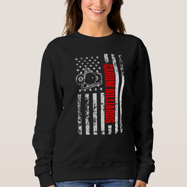 US American Flag Cue Sports Patriotic Carom Billia T Shirt (Framsida)