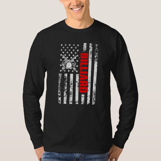 US American Flag Cue Sports Patriotic Classic Bill T Shirt (Framsida)