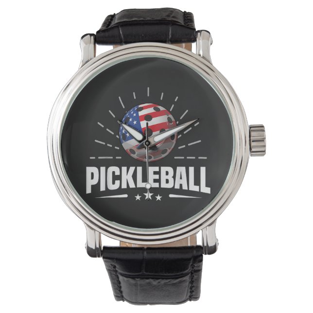 US American Flag Pickleball Player Armbandsur (Framsida)