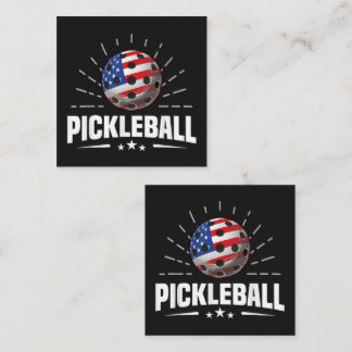 US American Flag Pickleball Player Fyrkantigt Visitkort
