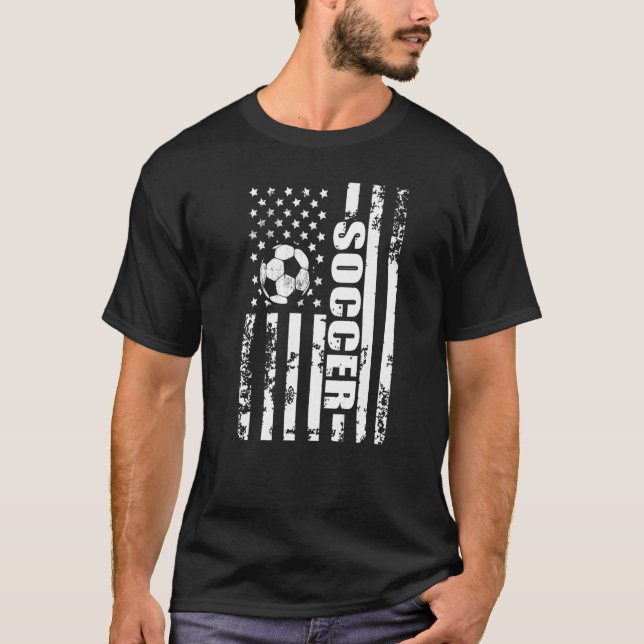 US American Flag Soccer Patriotic Soccer Premium T Shirt (Framsida)