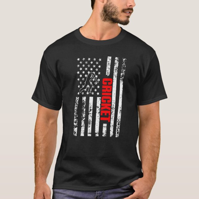 US American Flag Sports Patriotic Cricket Premium T Shirt (Framsida)