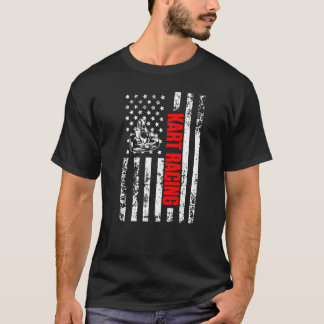 US American Flag Sports Patriotic Go Kart Racing P T Shirt