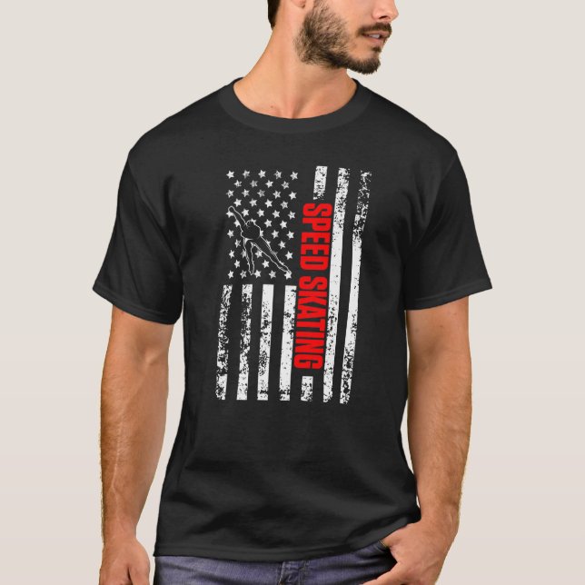 US American Flag Winter Sports Patriotic Speed Ska T Shirt (Framsida)