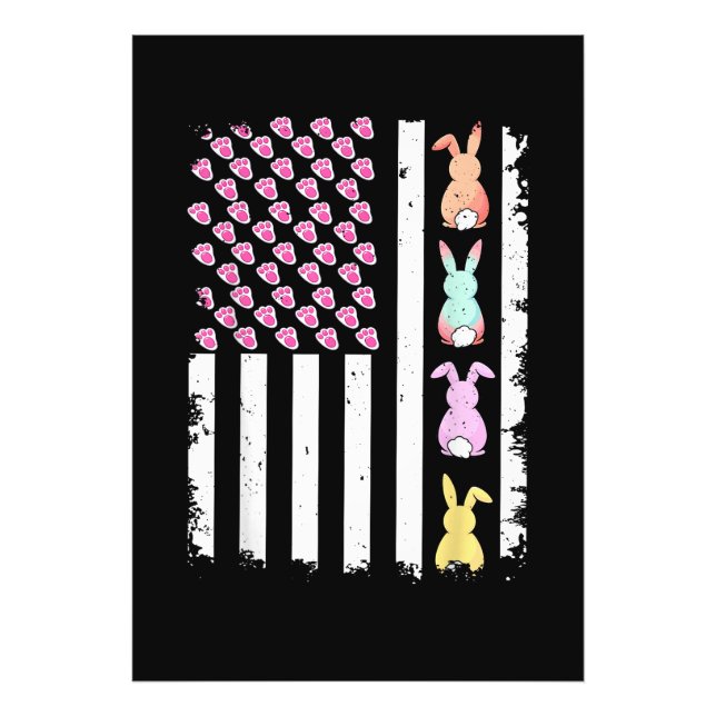 US American Flag with Bunny for Easter Day Fototryck (Framsidan)