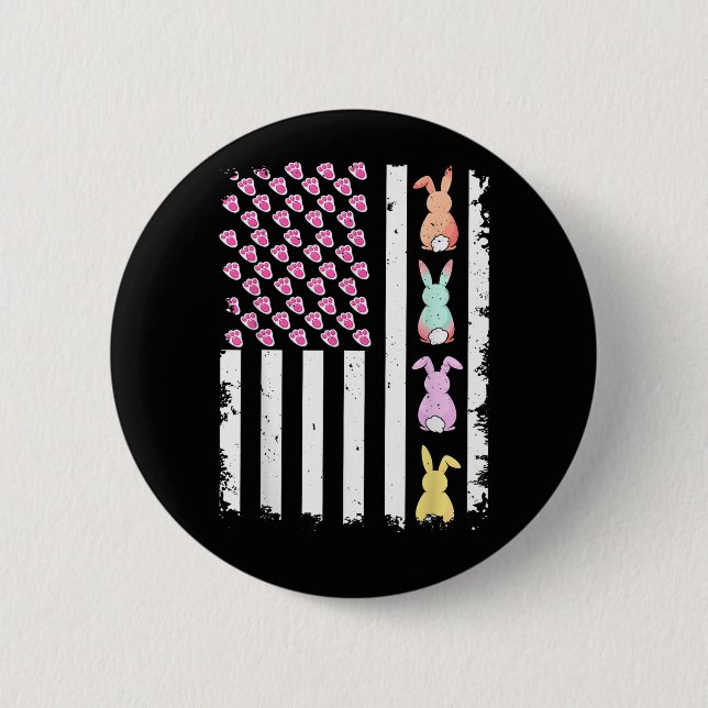 US American Flag with Bunny for Easter Day Knapp (Framsida)