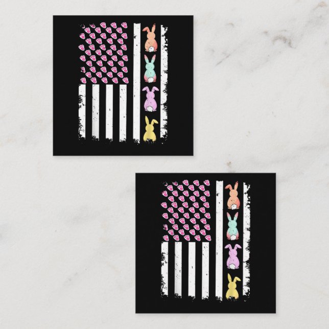 US American Flag with Bunny for Easter Day Tilläggskort (Fram/baksida)