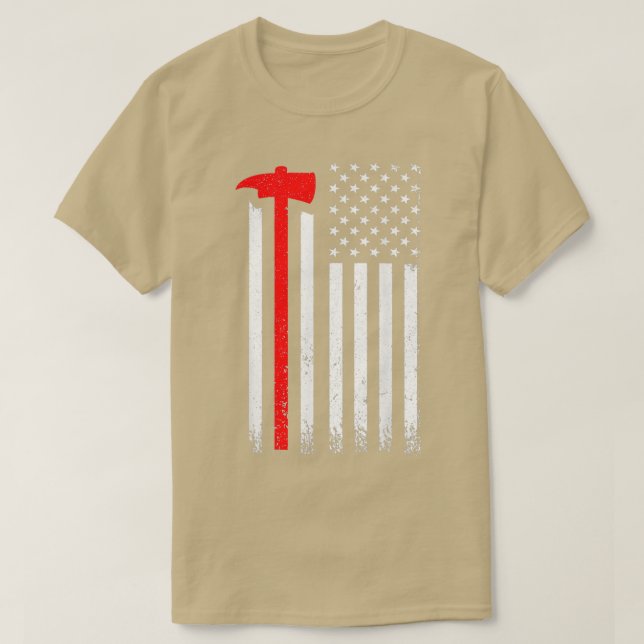 US American Flagga Ax Fireman Patriot Firefighter T Shirt (Design framsida)