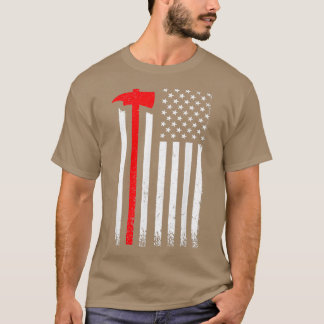 US American Flagga Ax Fireman Patriot Firefighter T Shirt