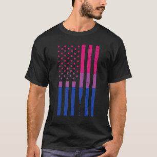 US American Flagga Baseball Fladdermus Bisexual Bi T Shirt