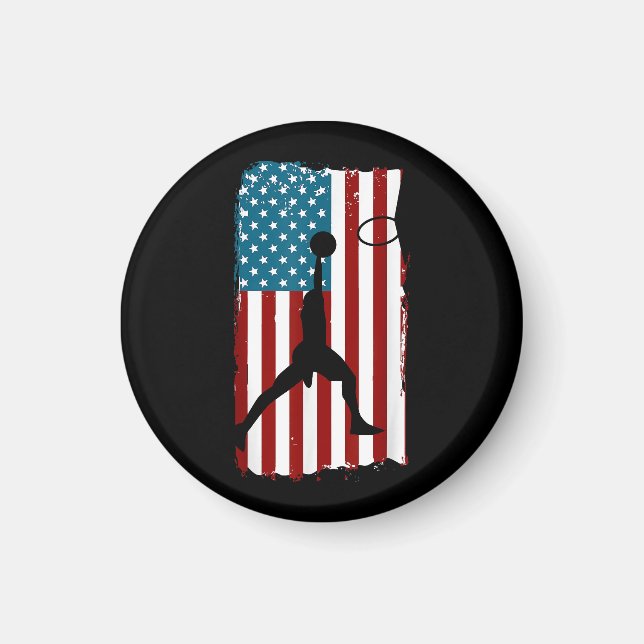 US American Flagga Basketball Patriotic Idrottsman Magnet (Framsidan)