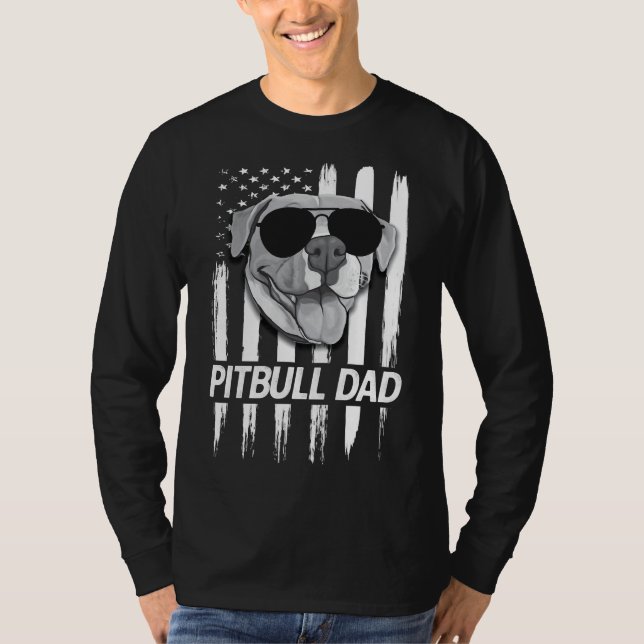 US American Flagga Best Pitbull Pappa Funny Pit Bu T Shirt (Framsida)