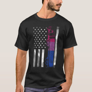 US American Flagga Bisexual Lastbil Bi Pride Lgbtq T Shirt