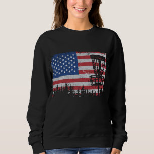 US American Flagga Disk Golf Basket Frisbee Vintag T Shirt