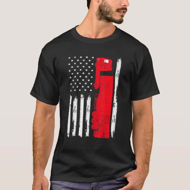 US American Flagga Driver 18 Wheeler Trucker T Shirt (Framsida)