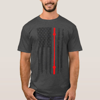 US American Flagga Fitness Gym Barbell Powerlift T Shirt