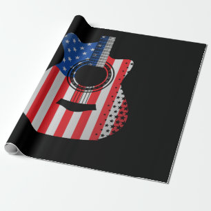 US American Flagga Guitar Musician Distress Presentpapper