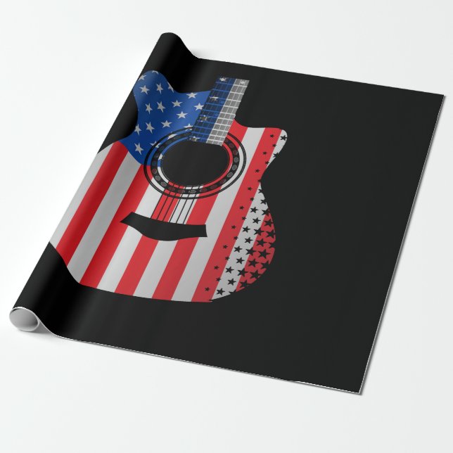 US American Flagga Guitar Musician Distress Presentpapper (Utrullad)