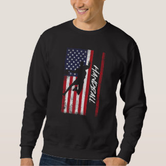 US American Flagga Handball Player Handballer Boll Lång Ärmad Tröja