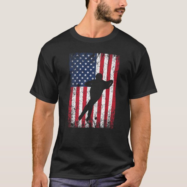 US American Flagga Inline Speating Skating Ice Ska T Shirt (Framsida)