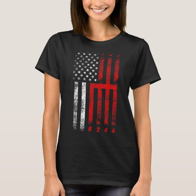 US American Flagga Manual Transmission Stick Shift T Shirt (Framsida)