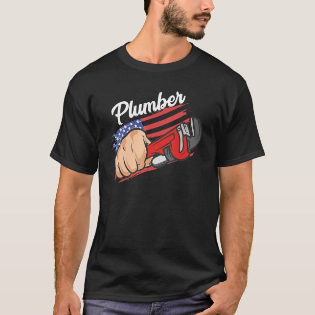 US American Flagga Plumning Pipefitter Patriotic P T Shirt (Framsida)