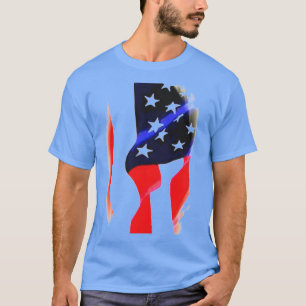 US American Flagga Pop Art Blue T Shirt
