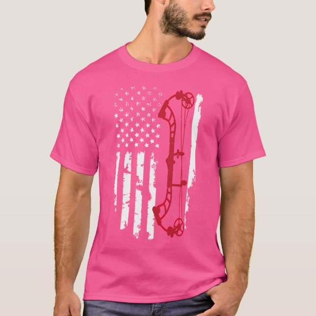 US American Flagga Red Archery Compound Bow 4 Th J T Shirt (Framsida)