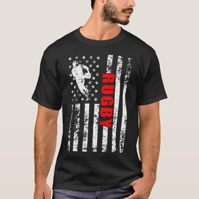 US American Flagga Rugby Patriotic Rugby T Shirt (Framsida)