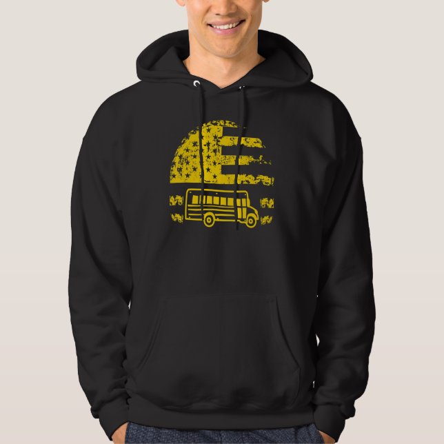 US American Flagga School Buss Driver Student Buss Hoodie (Framsida)