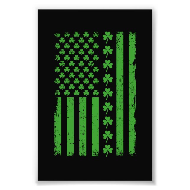 US American Flagga Shamrocks St patricks day Fototryck (Framsidan)