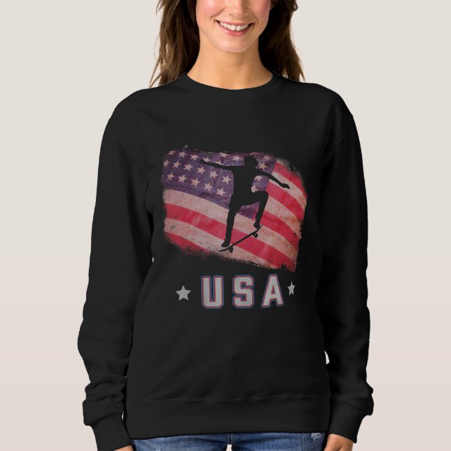 US American Flagga Skateboarding Team Stars and St T Shirt (Framsida)
