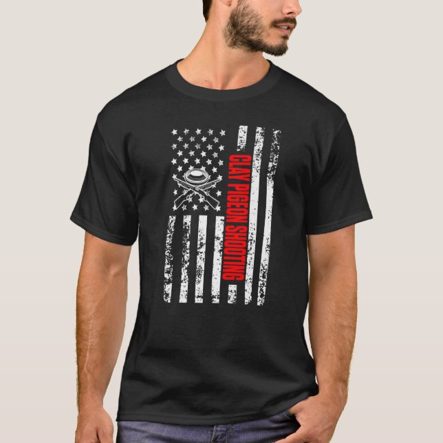 US American Flagga Sports Patriotic Clay Pigeon Sh T Shirt (Framsida)