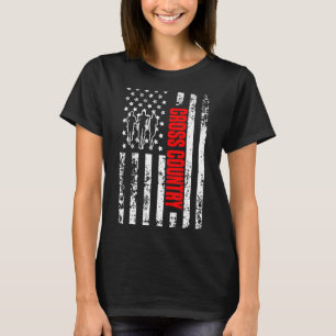 US American Flagga Sports Patriotic Cross country  T Shirt